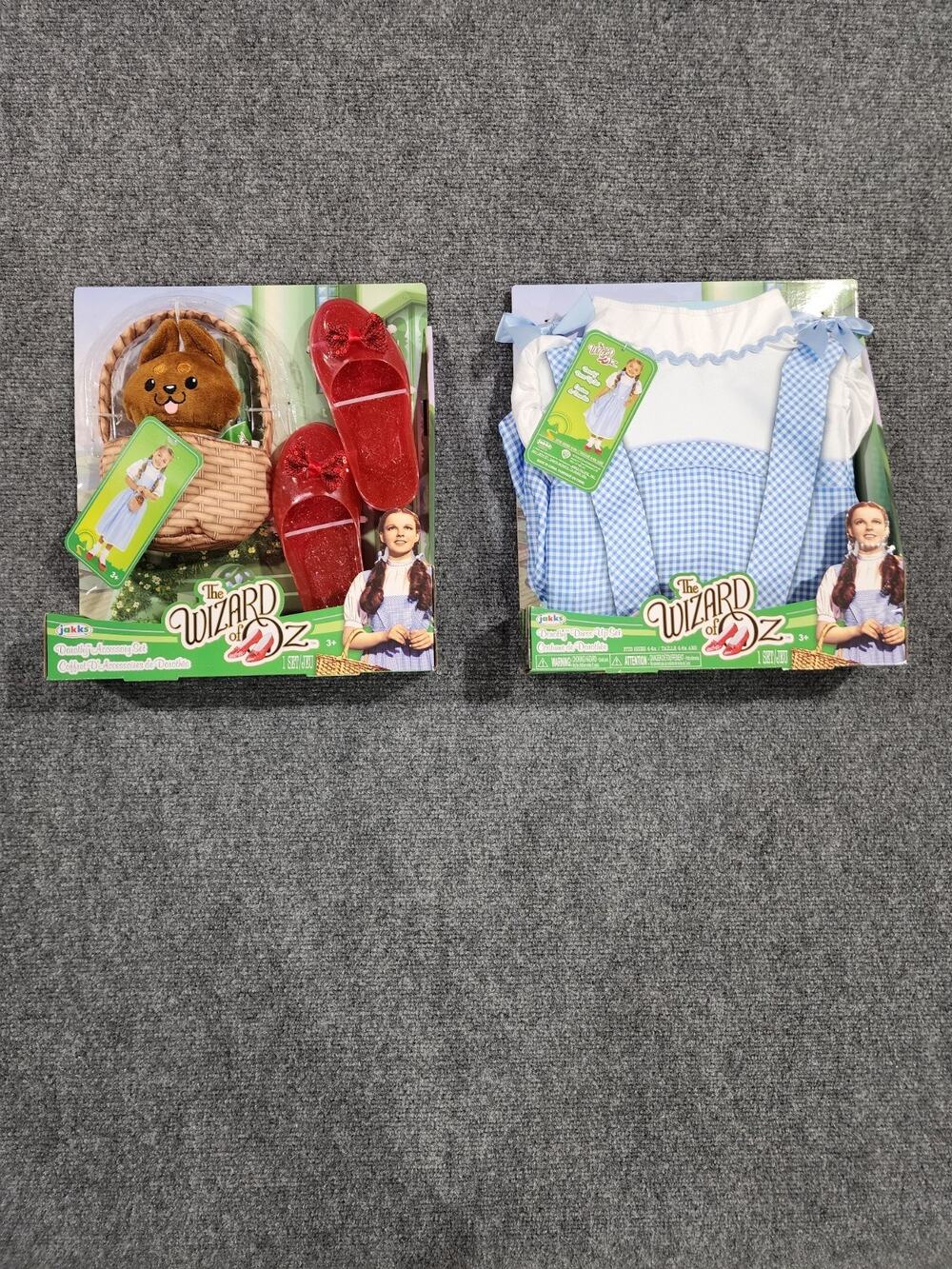 Wizard of Oz Dorothy Costume Dress Up Set 4-6X and Plush Toto in Basket Lot NEW